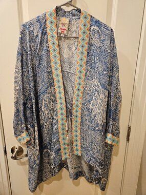 Johnny Was Embroidered Trim Kimono Jacket Small NWOT